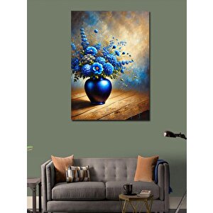 Kanvas Tablo Mavi Çiçekler Vazoda 70x100 cm