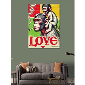 Kanvas Tablo Aşk Ve Renkli Maymunlar 100x140 cm