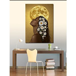 Kanvas Tablo Ayışığı Ve Çiçekli Kadın 70x100 cm