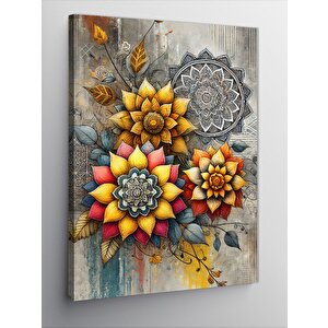 Kanvas Tablo Soyut Çiçek Deseni Ve Zarafet 50x70 cm