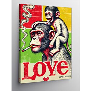Kanvas Tablo Aşk Ve Renkli Maymunlar 70x100 cm