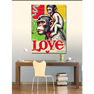 Kanvas Tablo Aşk Ve Renkli Maymunlar 70x100 cm