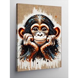 Kanvas Tablo Şaşkın Maymun Yüzü 100x140 cm