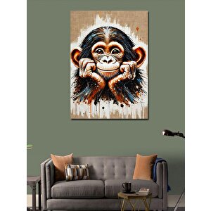 Kanvas Tablo Şaşkın Maymun Yüzü 100x140 cm
