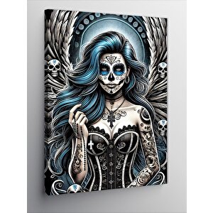 Kanvas Tablo Gothic Kadın Ve Çiçekler 100x140 cm