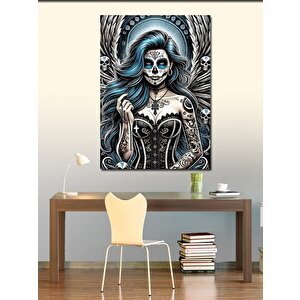 Kanvas Tablo Gothic Kadın Ve Çiçekler 100x140 cm