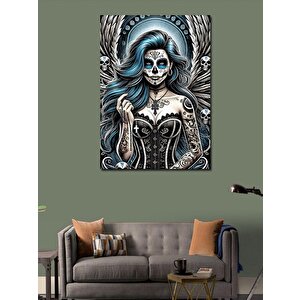 Kanvas Tablo Gothic Kadın Ve Çiçekler 100x140 cm