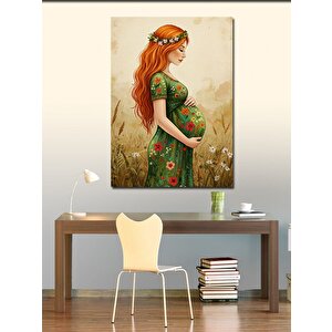 Kanvas Tablo Çiçekli Hamile Kadın 70x100 cm