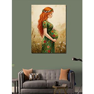 Kanvas Tablo Çiçekli Hamile Kadın 70x100 cm