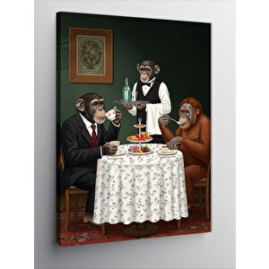 Kanvas Tablo Maymunlarla Akşam Yemeği 50x70 cm