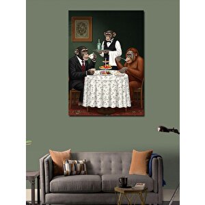 Kanvas Tablo Maymunlarla Akşam Yemeği 50x70 cm