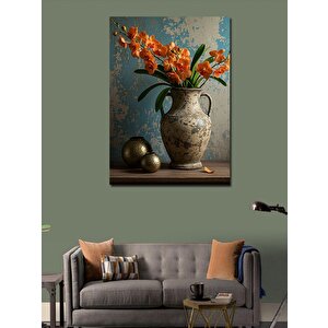 Kanvas Tablo Vazoda Turuncu Çiçekler 70x100 cm