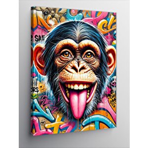 Kanvas Tablo Renkli Maymun Çizimi 70x100 cm