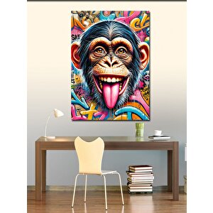 Kanvas Tablo Renkli Maymun Çizimi 70x100 cm