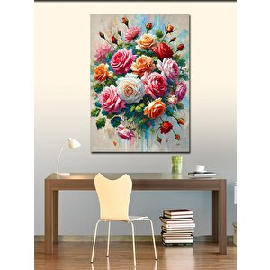 Kanvas Tablo Renkli Çiçek Buketi Ve Bahar 70x100 cm
