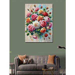 Kanvas Tablo Renkli Çiçek Buketi Ve Bahar 70x100 cm