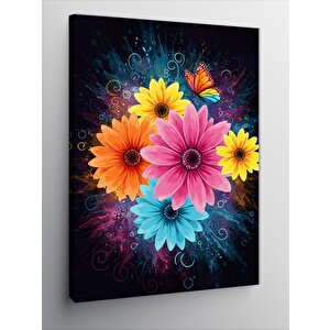 Kanvas Tablo Renkli Çiçekler Ve Canlılık 50x70 cm