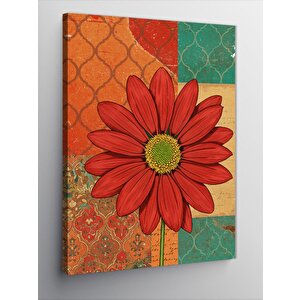 Kanvas Tablo Kırmızı Çiçek Deseni 100x140 cm