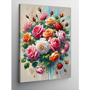 Kanvas Tablo Renkli Çiçek Buketi Ve Bahar 100x140 cm