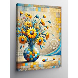 Kanvas Tablo Çiçekli Seramik Vazo 70x100 cm