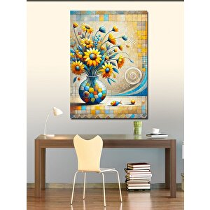 Kanvas Tablo Çiçekli Seramik Vazo 70x100 cm
