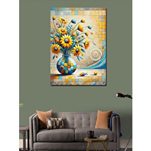 Kanvas Tablo Çiçekli Seramik Vazo 70x100 cm
