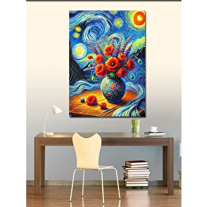 Kanvas Tablo Sürahideki Çiçekler Ve Yıldızlar 70x100 cm