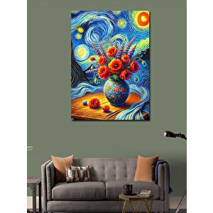 Kanvas Tablo Sürahideki Çiçekler Ve Yıldızlar 70x100 cm