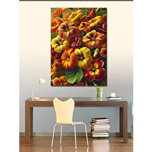 Kanvas Tablo Sarı Çiçekler Ve Yeşil Yapraklar 100x140 cm