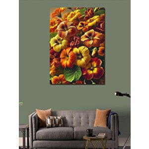 Kanvas Tablo Sarı Çiçekler Ve Yeşil Yapraklar 100x140 cm