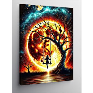 Kanvas Tablo Güneşli Ağaç Ve Salıncak 50x70 cm
