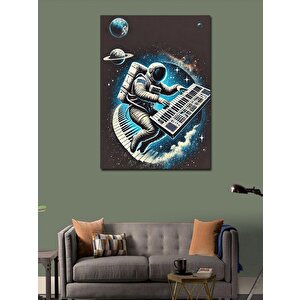 Kanvas Tablo Uzayda Klavye Çalan Astronot 100x140 cm