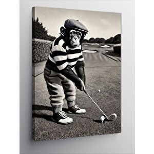 Kanvas Tablo Golf Oynayan Maymun 70x100 cm