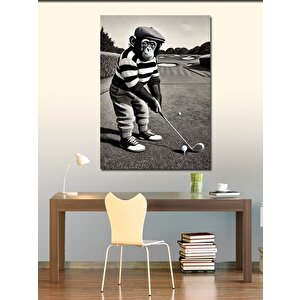 Kanvas Tablo Golf Oynayan Maymun 70x100 cm