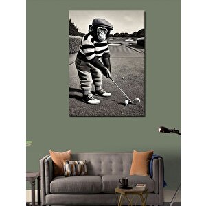 Kanvas Tablo Golf Oynayan Maymun 70x100 cm