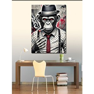 Kanvas Tablo Şapkalı Sigara İçen Maymun 70x100 cm