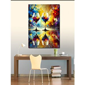 Kanvas Tablo Renkli Şarap Bardakları 50x70 cm