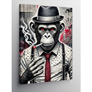 Kanvas Tablo Şapkalı Sigara İçen Maymun 100x140 cm