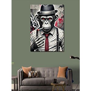 Kanvas Tablo Şapkalı Sigara İçen Maymun 100x140 cm