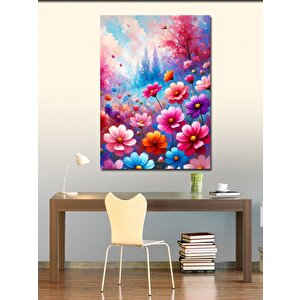 Kanvas Tablo Renkli Çiçek Tarlası Deseni 100x140 cm