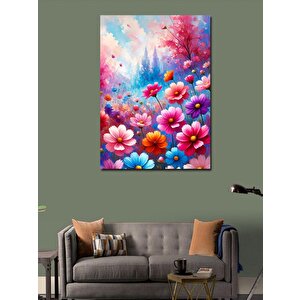 Kanvas Tablo Renkli Çiçek Tarlası Deseni 100x140 cm
