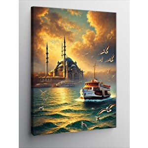 Kanvas Tablo Camii Ve Gün Batımı Manzarası 70x100 cm