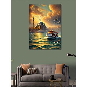 Kanvas Tablo Camii Ve Gün Batımı Manzarası 70x100 cm