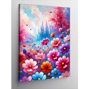 Kanvas Tablo Renkli Çiçek Tarlası Deseni 50x70 cm
