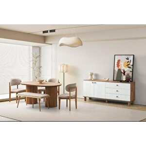 Orkide Yemek Odası  Takımı  %100 MDF Masa Sandalye Konsol Ahşap beyaz