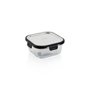 Retro Kilitli Saklama Kabı Kare 800 Ml-inox