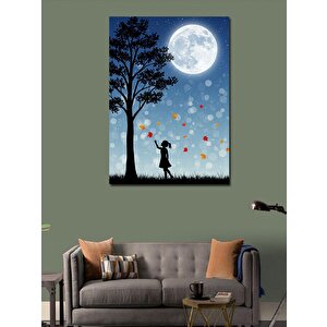 Kanvas Tablo Ayışığında Ağaç Ve Kız 70x100 cm
