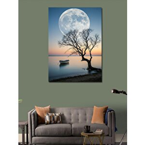 Kanvas Tablo Ayışığında Ağaç Ve Gölet 100x140 cm