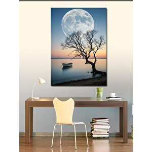 Kanvas Tablo Ayışığında Ağaç Ve Gölet 70x100 cm