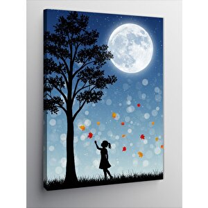 Kanvas Tablo Ayışığında Ağaç Ve Kız 50x70 cm